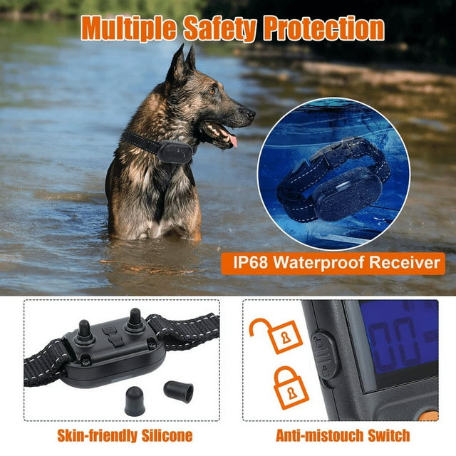 Dog Shock Collar for 2 Dogs, Dog Training Collar with Remote for Large Medium Small Dogs, Rechargeable E-Collar Waterproof Collars with 3 Training Modes