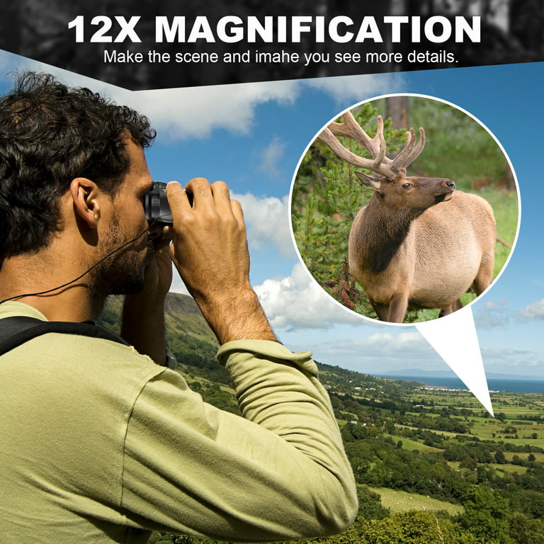 BNISE 12x25 Compact Binoculars for Adults, High-Power Mini Binoculars with FMC & BAK4 HD Wide Viewing, Small & Portable for Bird Watching, Hunting, Hiking, Concerts, Sports