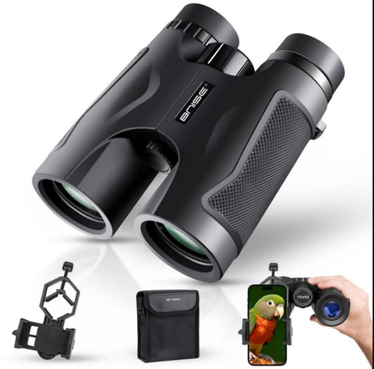 BNISE Binoculars for Adults , 10X42 HD Professional Binoculars with Low Light Vision.BAK 4 Prism FMC Lens, Compact Binoculars for Bird Watching,Hunting,Hiking Outdoor Traveling