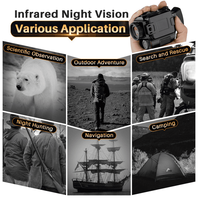 BNISE Digital Night Vision Monocular for 100% Darkness, 1080p Full HD Photo & Video 5X Night Vision Goggles Portable Infrared Night Vision for Day & Night Hunting, Camping, Surveillance with 8GB Card