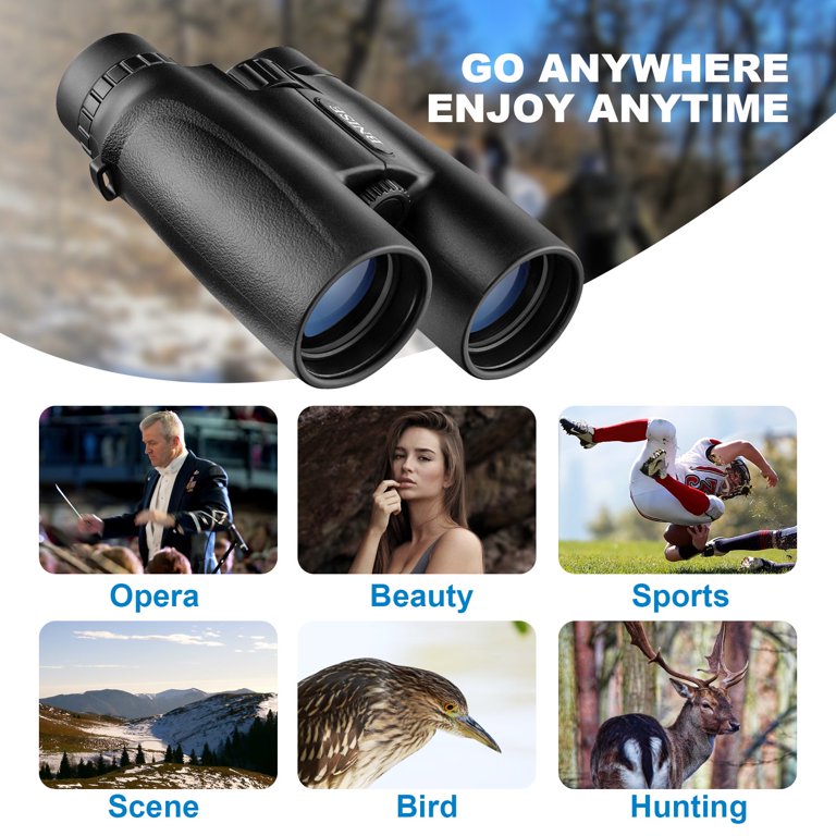 BNISE Binoculars for Adults, 10X42 Low Light Vision Compact Binocular for Bird Watching, Hunting, Traveling, Stargazing and Concert