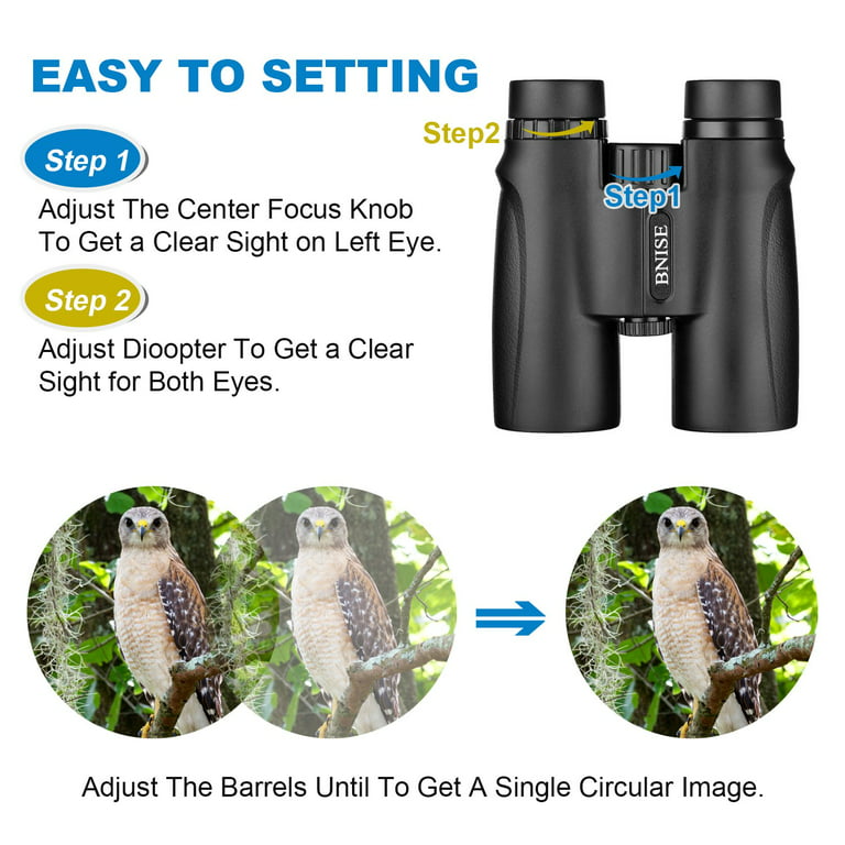 BNISE Binoculars for Adults, 10X42 Low Light Vision Compact Binocular for Bird Watching, Hunting, Traveling, Stargazing and Concert