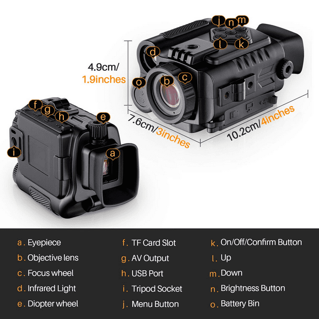 BNISE Digital Night Vision Monocular for 100% Darkness, 1080p Full HD Photo & Video 5X Night Vision Goggles Portable Infrared Night Vision for Day & Night Hunting, Camping, Surveillance with 8GB Card