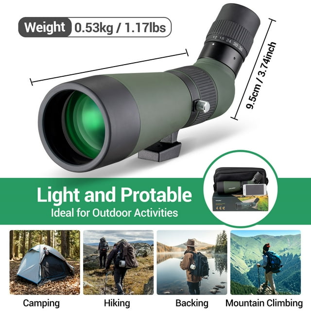 12-36x60mm Spotting Scope with Tripod,High Power Monocular for Bird Watching, Wildlife,Scenery,Target Shooting,Hunting