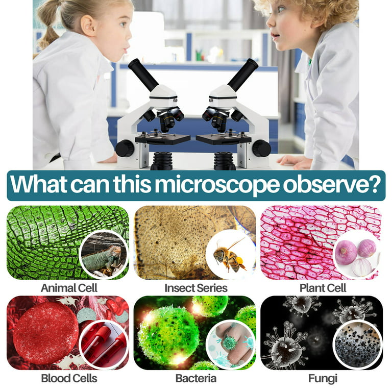 LAKWAR Microscope for Kids and Students ,100X-2000X Beginner Science Microscope Kit with Slides Set for School Laboratory Home Education