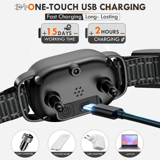 Dog Bark Collar,Smart Bark Collar for Large Medium Small Dogs, Rechargeable Waterproof Anti Barking Training Collar with 8 Adjustable Sensitivity,Bark Shock Collar with Beep,Black