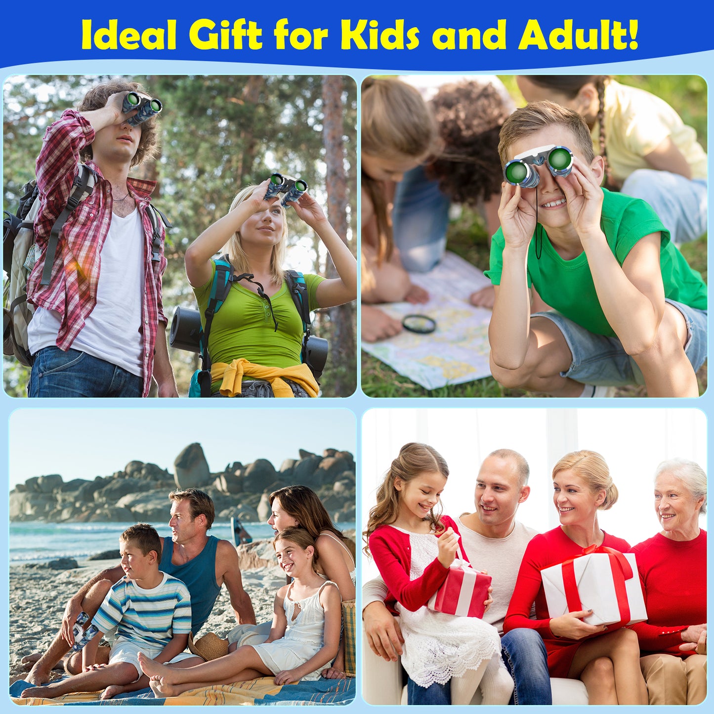 BNISE Small Binoculars for Adult and Kids, 8x21 Compact Binoculars for Bird Watching and Hunting Hiking Mini Kids Binoculars Boys Girls-Blue