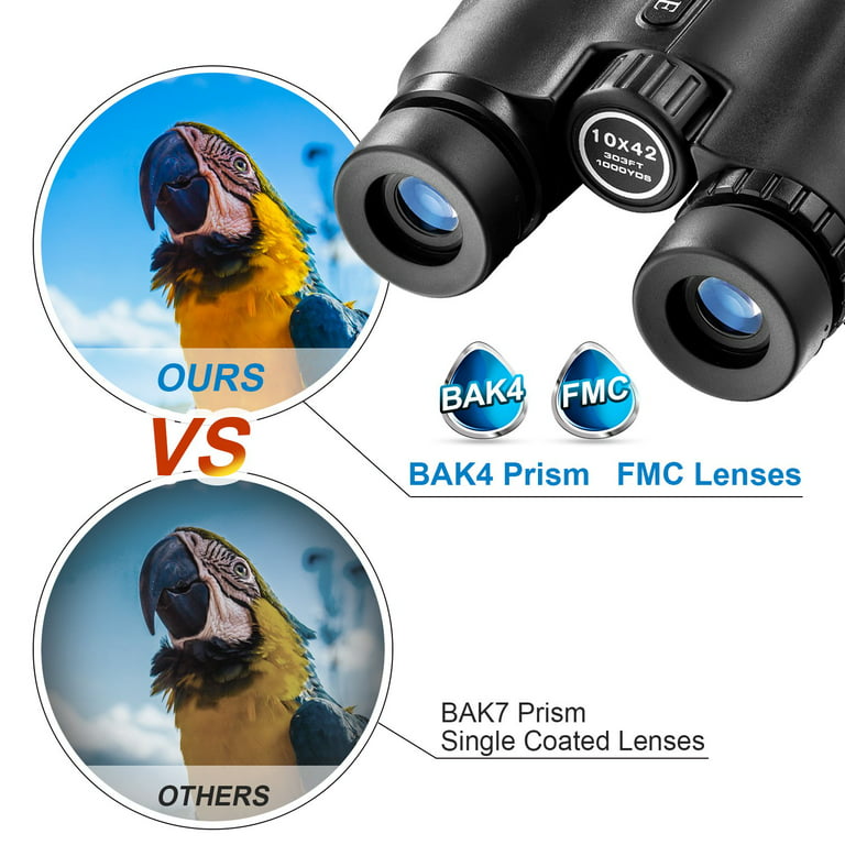 BNISE Binoculars for Adults, 10X42 Low Light Vision Compact Binocular for Bird Watching, Hunting, Traveling, Stargazing and Concert