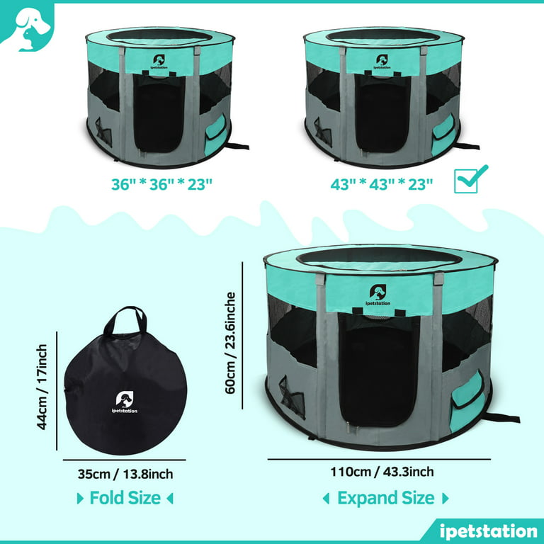 Pet Playpen -44"/110CM Diameter-Ideal for Puppy Dog Cat Rabbit-Portable & Foldable Dog Pens Pet Kennel for Indoor, Outdoor, Office and Travel Use