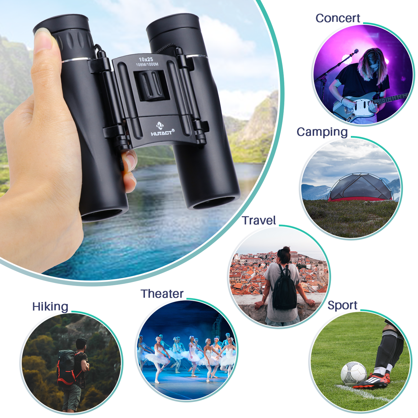 BNISE Binoculars Adults Binoculars for Bird Watching and Hunting,Asika Compact Waterproof/Fogproof/Shockproof Binoculars,Black