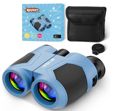 10x25 Compact Binoculars for Adults and Kids- Waterproof/Easy Focus/High Powered/ Low Light Vision,Blue