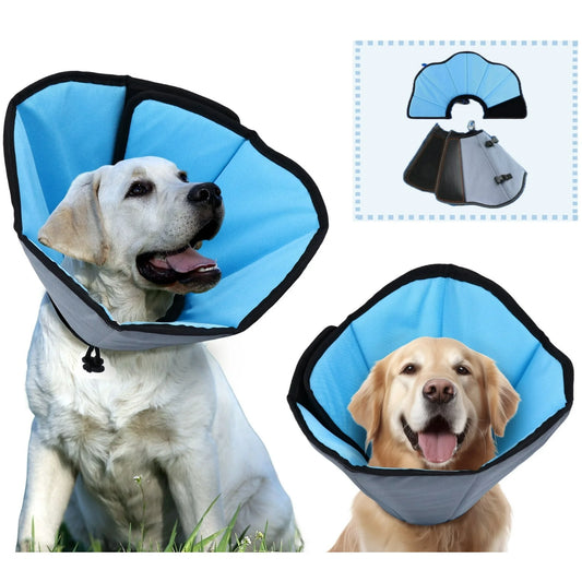 LAKWAR Dog Cone Collar for Large Medium Dogs, Soft Cone for Dog Alternative After Surgery, Adjustable Protective Pet Recovery Collar with Reflective strip, E Collar to Stop Licking,M