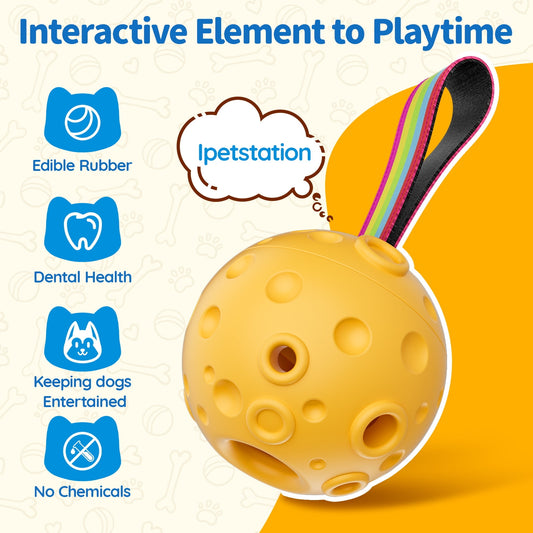 Interactive Dog Toy & Treat Dispenser,Freezable Fillable Rubber Ball,Chew Toy for Dog Over 20LBS,Dog Puzzle Toy