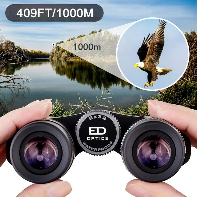 BNISE 8X32mm HD Binoculars with ED Glass -ED Binoculars for Adult and Kids- Black (B-1126)