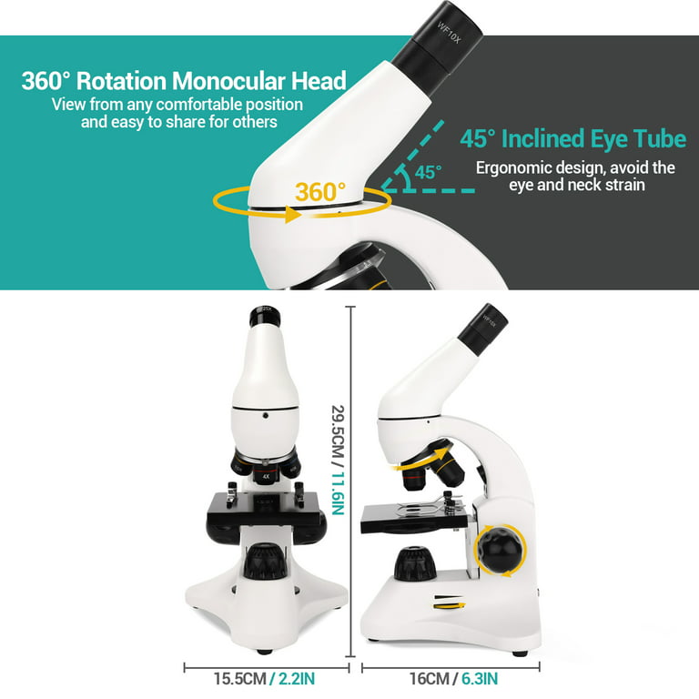 LAKWAR Microscope,40X-2000X Compound Microscopes with Slides,Phone Adapter Science Microscope for Kid,Students Students School Laboratory Education