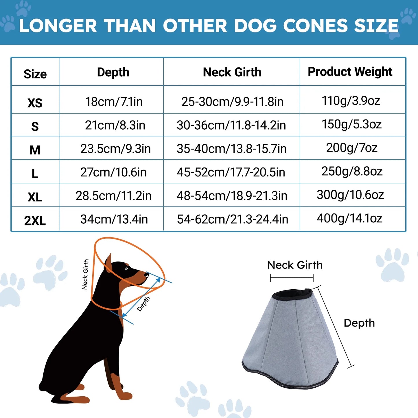LAKWAR Dog Cone Collar for Large Medium Dogs, Soft Cone for Dog Alternative After Surgery, Adjustable Protective Pet Recovery Collar with Reflective strip, E Collar to Stop Licking,M