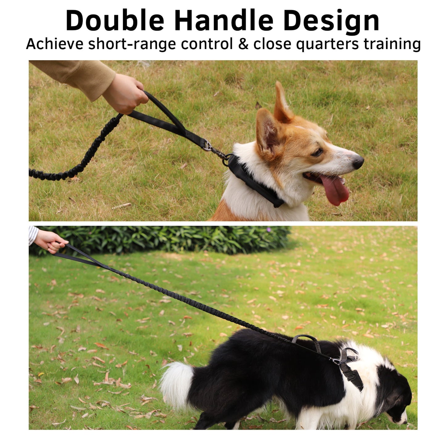 Tactical Dog Collar and Leash Set, Adjustable Military Training Nylon Dog Collar with Handle and Heavy Metal Buckle for Medium and Large Dogs (L, Black-Set)