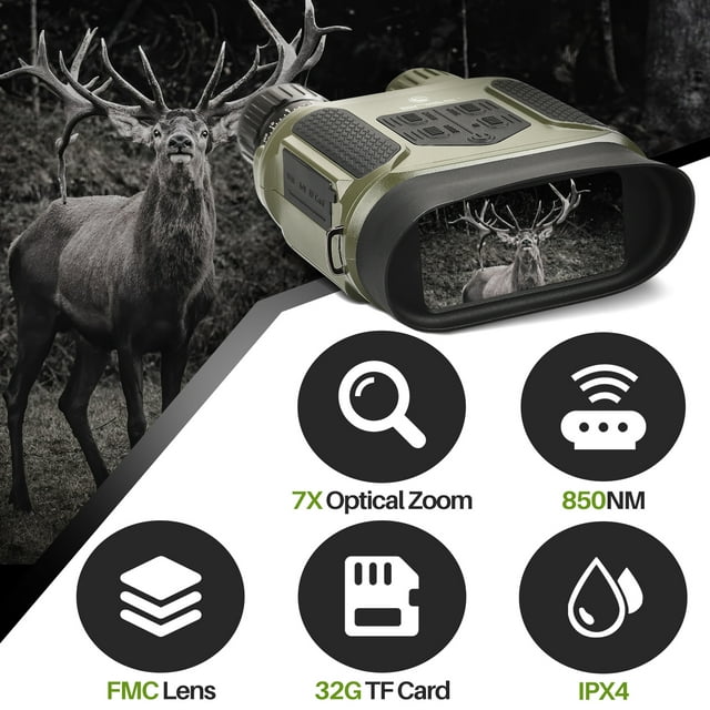 BNISE Night Vision Binoculars Digital Infrared Camera for Hunting - 1300ft Night Vision Googgles
