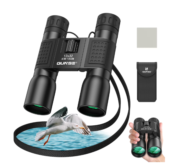 Compact Binoculars for Adults and Kids -12x32 Large View Small Floding Lightweight Binoculars for Bird Watching Concert Hunting Waterproof/Fogproof/Shockproof Binoculars