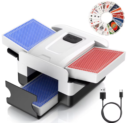 Automatic Card Shuffler Rechargeable 1-2 Deck Card Shuffle Machine,Low Noise Operation Card Shuffler for Card Game