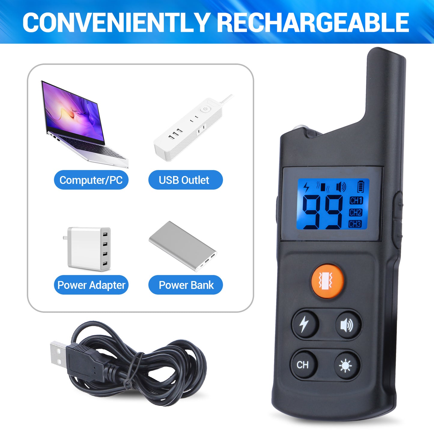 BNISE Dog Training Collar Rechargeable 3 Training Modes, Waterproof , 2600 feet Yard Remote Range Adjustable Shock Levels Dog Training Collar With Remote Correction Collar For Dog Training