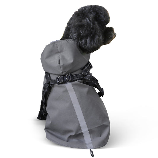Dog Raincoat Hooked Dog Rain Jacket with Harness for Small Dogs Puppies,with Reflective Strip Waterproof and Lightweight for Outdoor