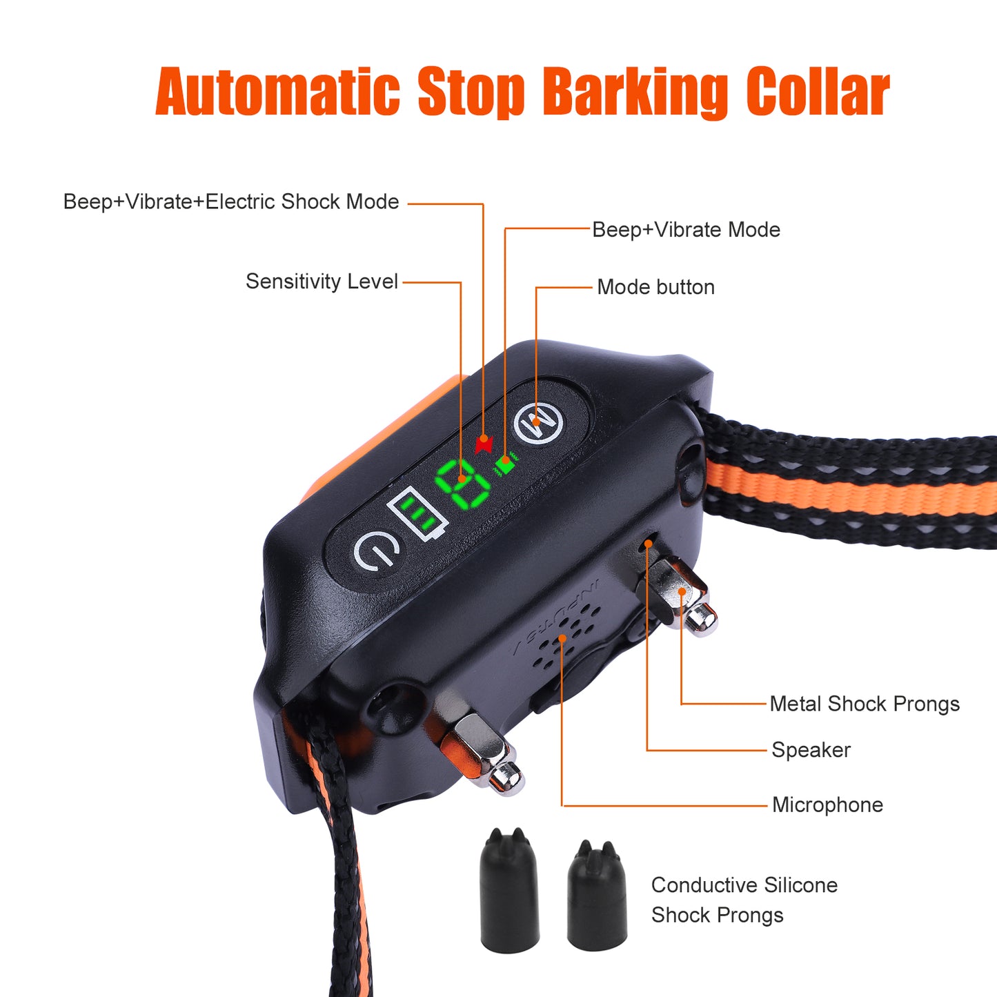 BNISE Dogs Bark Collars - Low Voltage Shock Bark Collar for Small/Medium/Large Dogs - Micro Shock/Beep/Vibration - 8-150lbs