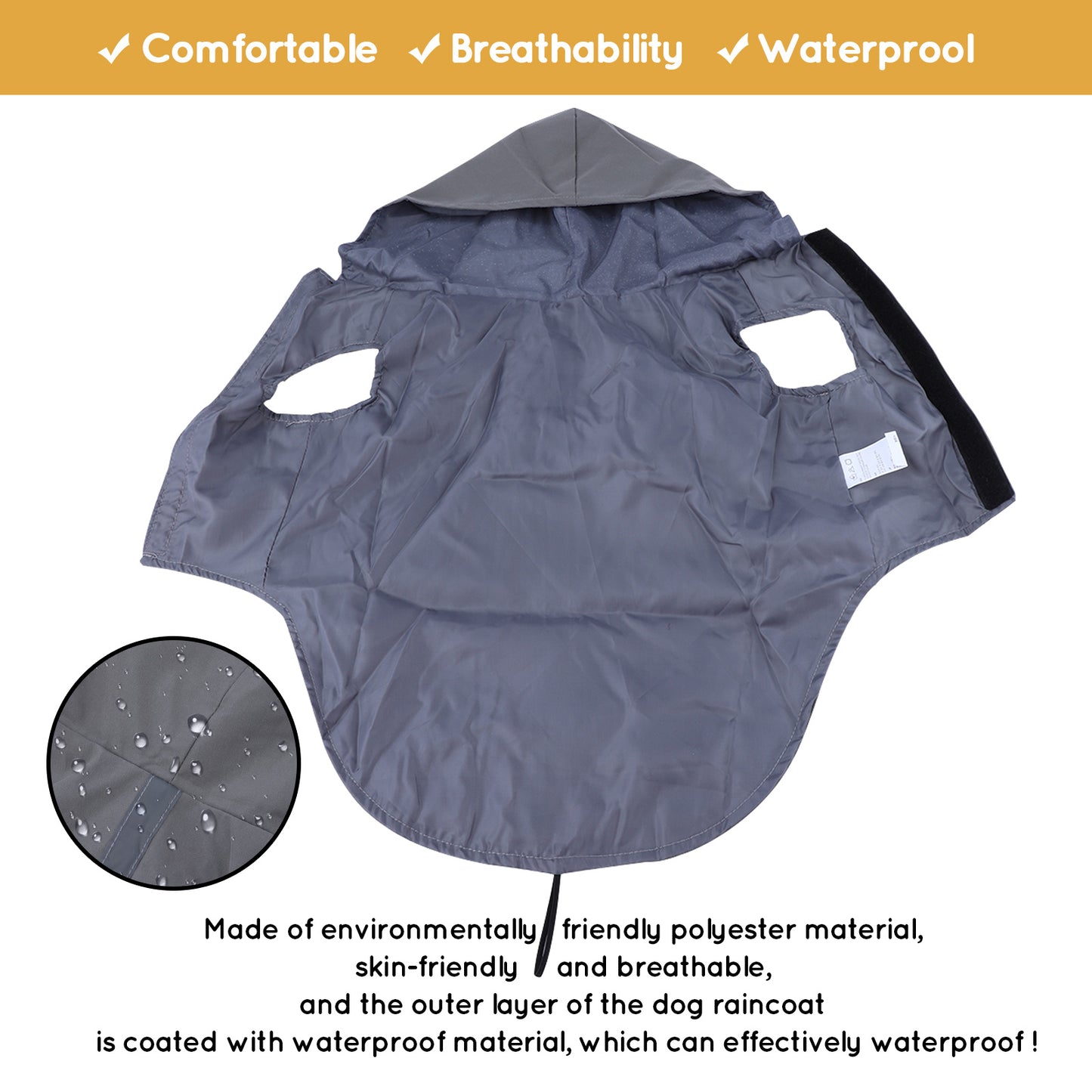 Dog Raincoat Hooked Dog Rain Jacket with Harness for Small Dogs Puppies,with Reflective Strip Waterproof and Lightweight for Outdoor