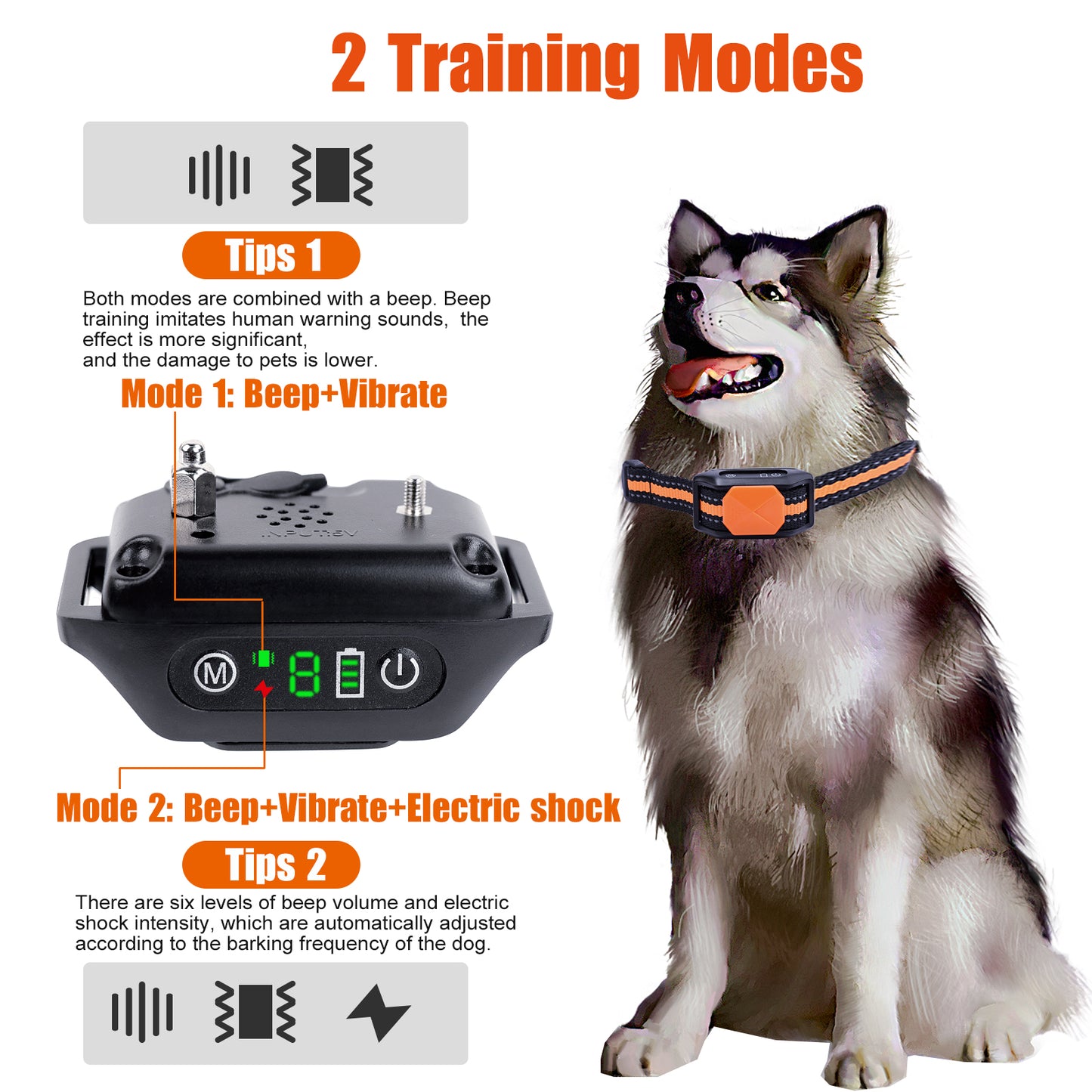 BNISE Dogs Bark Collars - Low Voltage Shock Bark Collar for Small/Medium/Large Dogs - Micro Shock/Beep/Vibration - 8-150lbs