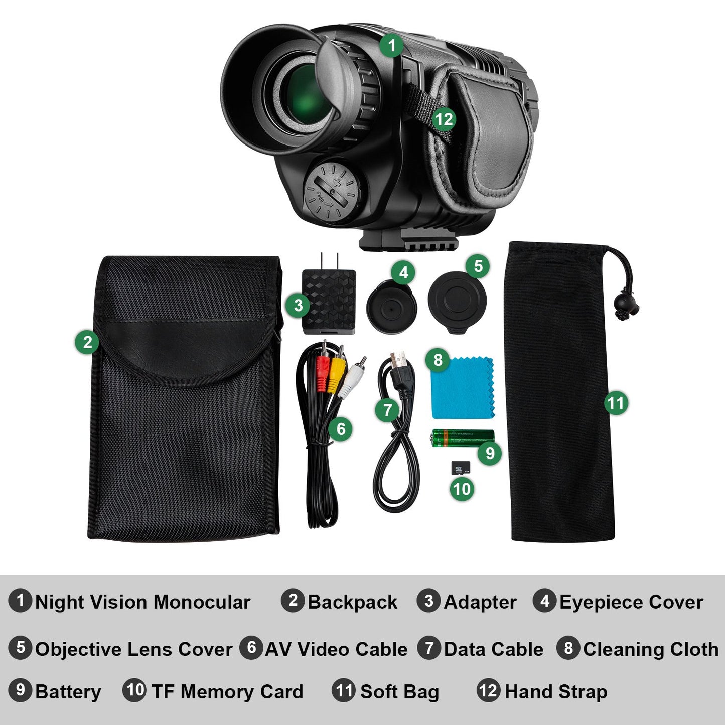 BNISE Night Vision Monocular,8 X40 Digital Night Vision Infrared Monocular Night Vision Goggles with Take Photo/Video Record/Playback 8G TF Card