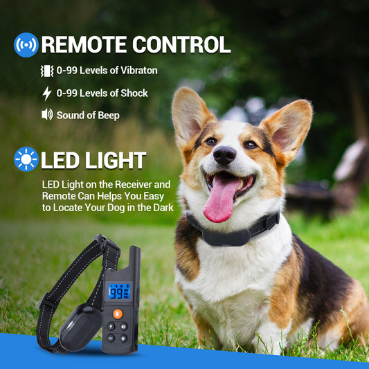 BNISE Dog Training Collar Rechargeable 3 Training Modes, Waterproof , 2600 feet Yard Remote Range Adjustable Shock Levels Dog Training Collar With Remote Correction Collar For Dog Training-Green