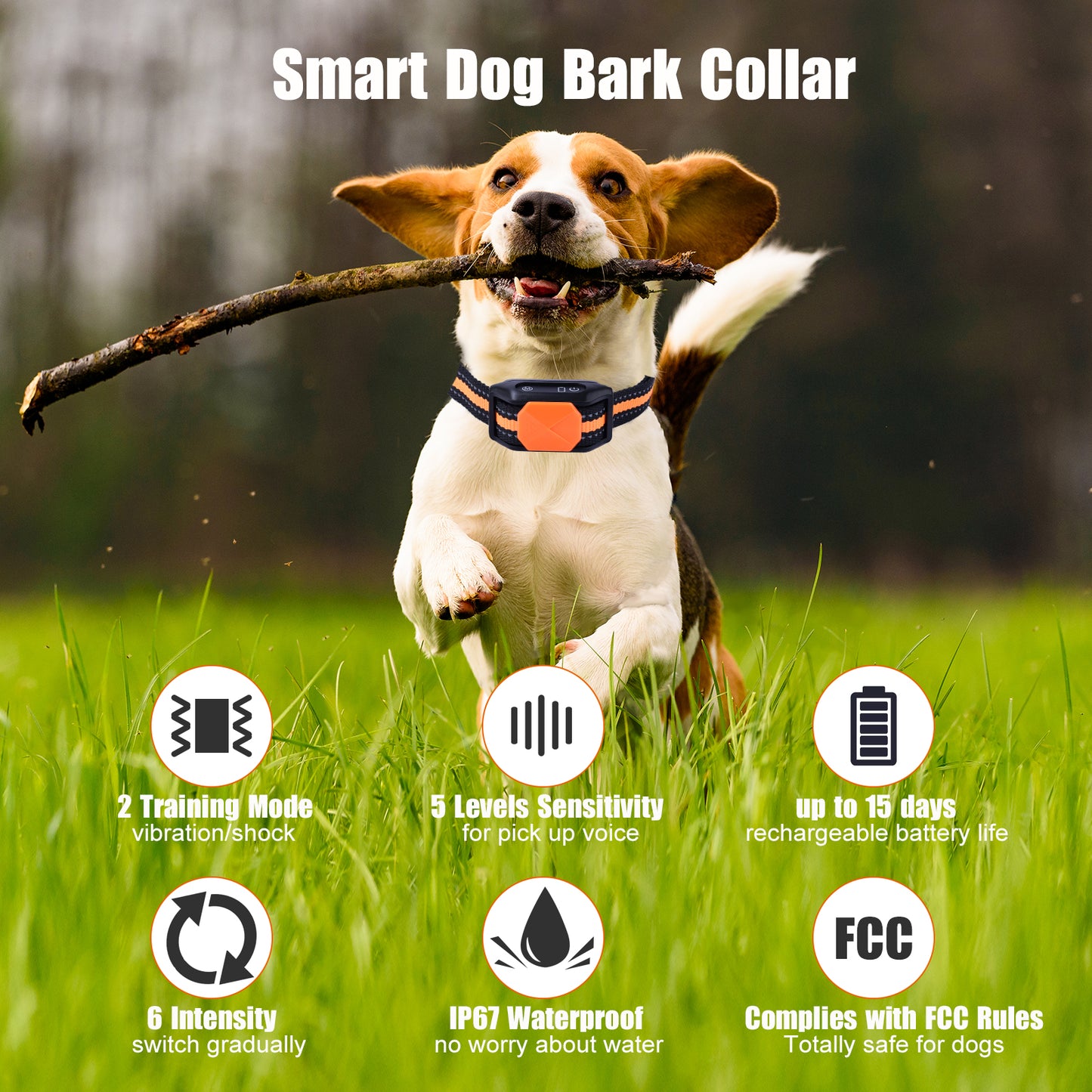 BNISE Dogs Bark Collars - Low Voltage Shock Bark Collar for Small/Medium/Large Dogs - Micro Shock/Beep/Vibration - 8-150lbs