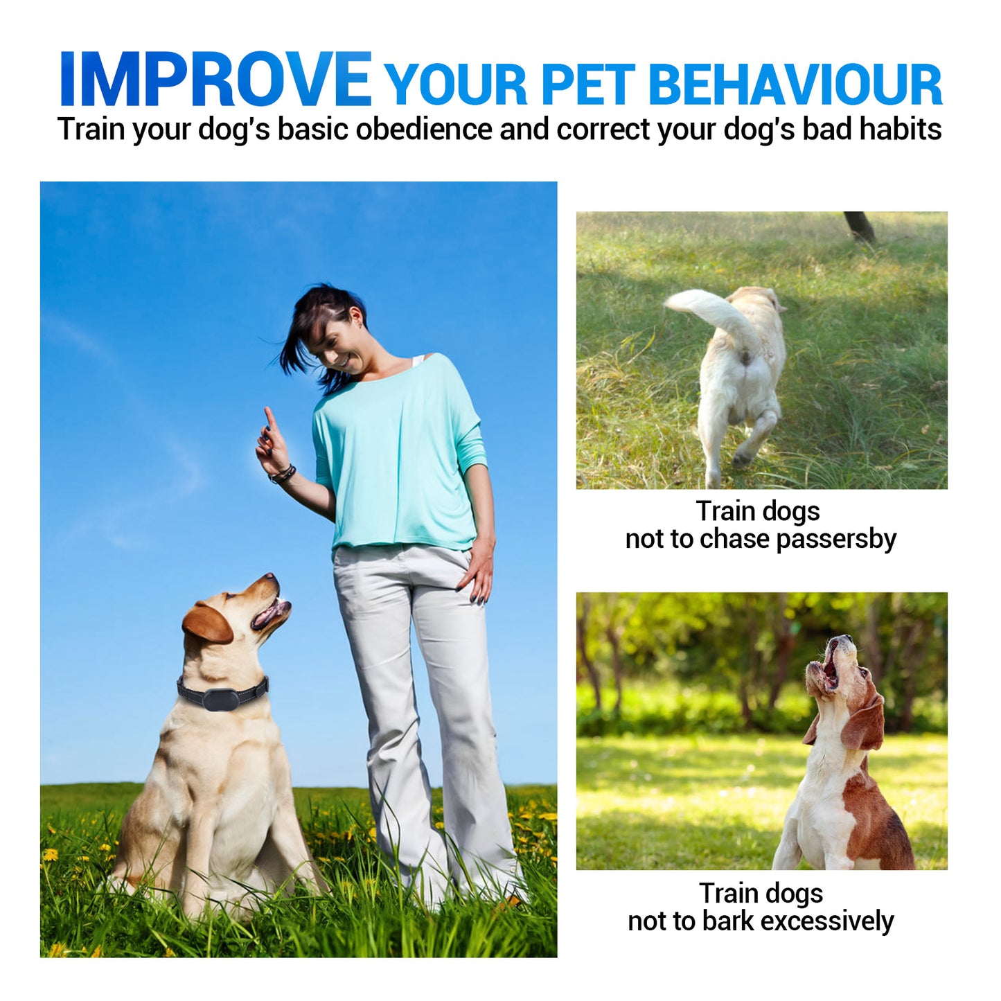 BNISE Dog Training Collar Rechargeable 3 Training Modes, Waterproof , 2600 feet Yard Remote Range Adjustable Shock Levels Dog Training Collar With Remote Correction Collar For Dog Training