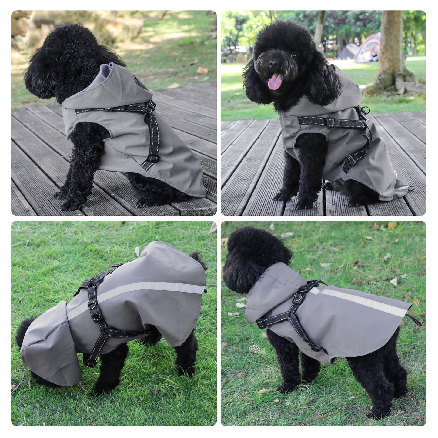 Dog Raincoat Hooked Dog Rain Jacket with Harness for Small Dogs Puppies,with Reflective Strip Waterproof and Lightweight for Outdoor