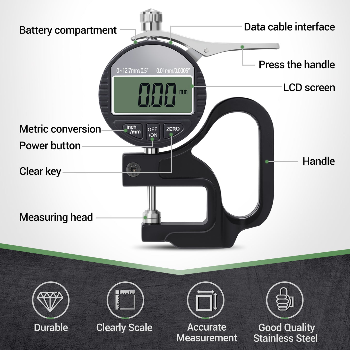 BNISE Digital Thickness Gauge