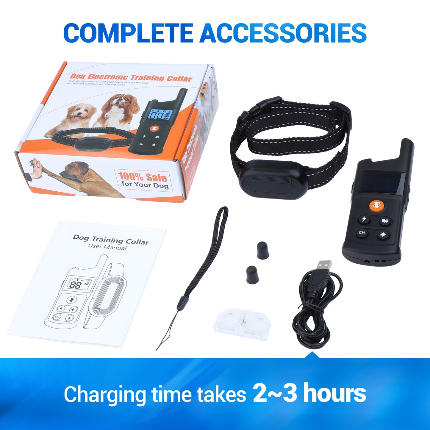 BNISE Dog Training Collar Rechargeable 3 Training Modes, Waterproof , 2600 feet Yard Remote Range Adjustable Shock Levels Dog Training Collar With Remote Correction Collar For Dog Training