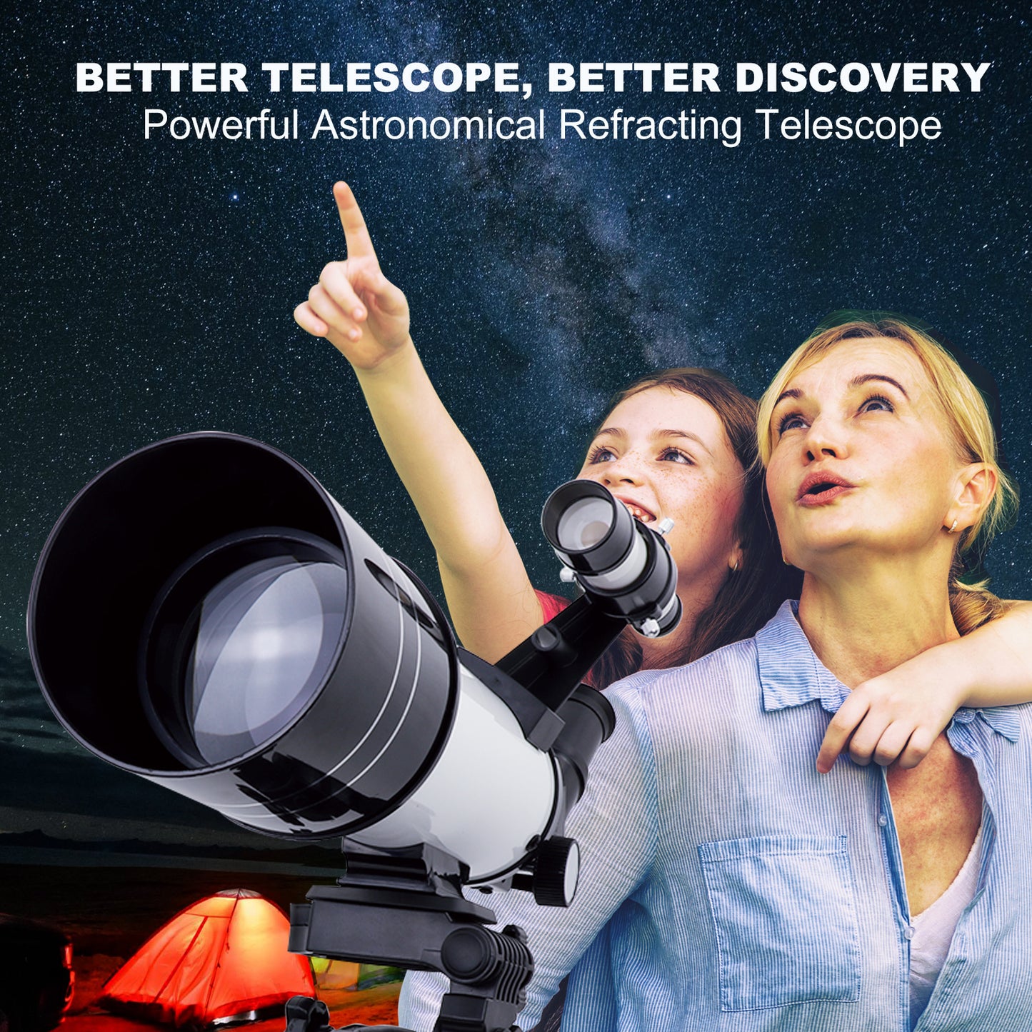 BNISE Telescope With Phone Adapter,70mm HD Aperture Refractor 400mm ,Space Telescop for Adults Kids,Telescopes for Astronomy Beginner With Carry Bag Tripod For Viewing Panets, Astronomy Gifts