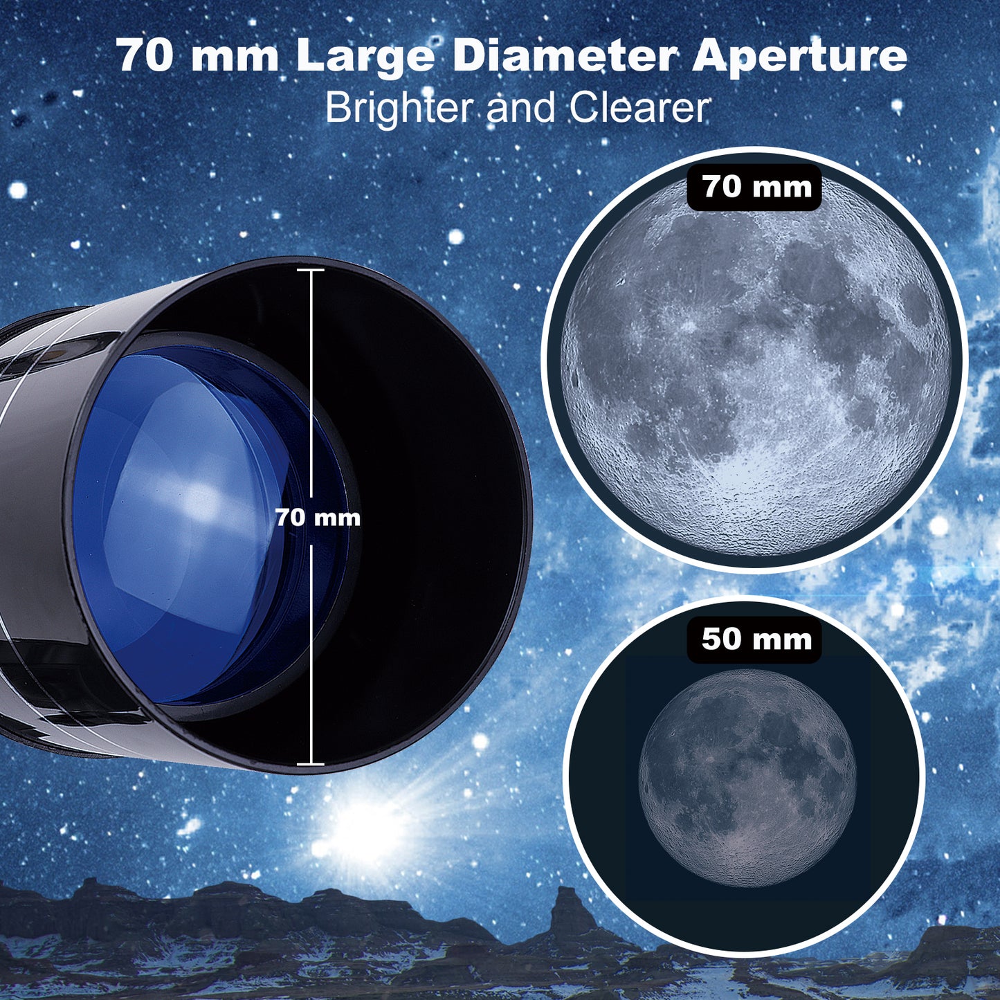 BNISE Telescope With Phone Adapter,70mm HD Aperture Refractor 400mm ,Space Telescop for Adults Kids,Telescopes for Astronomy Beginner With Carry Bag Tripod For Viewing Panets, Astronomy Gifts