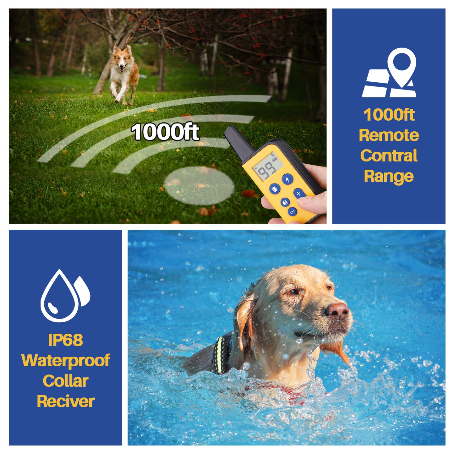 BNISE Dog Training Collar with Remote Rechargeable Waterproof Shock Collar