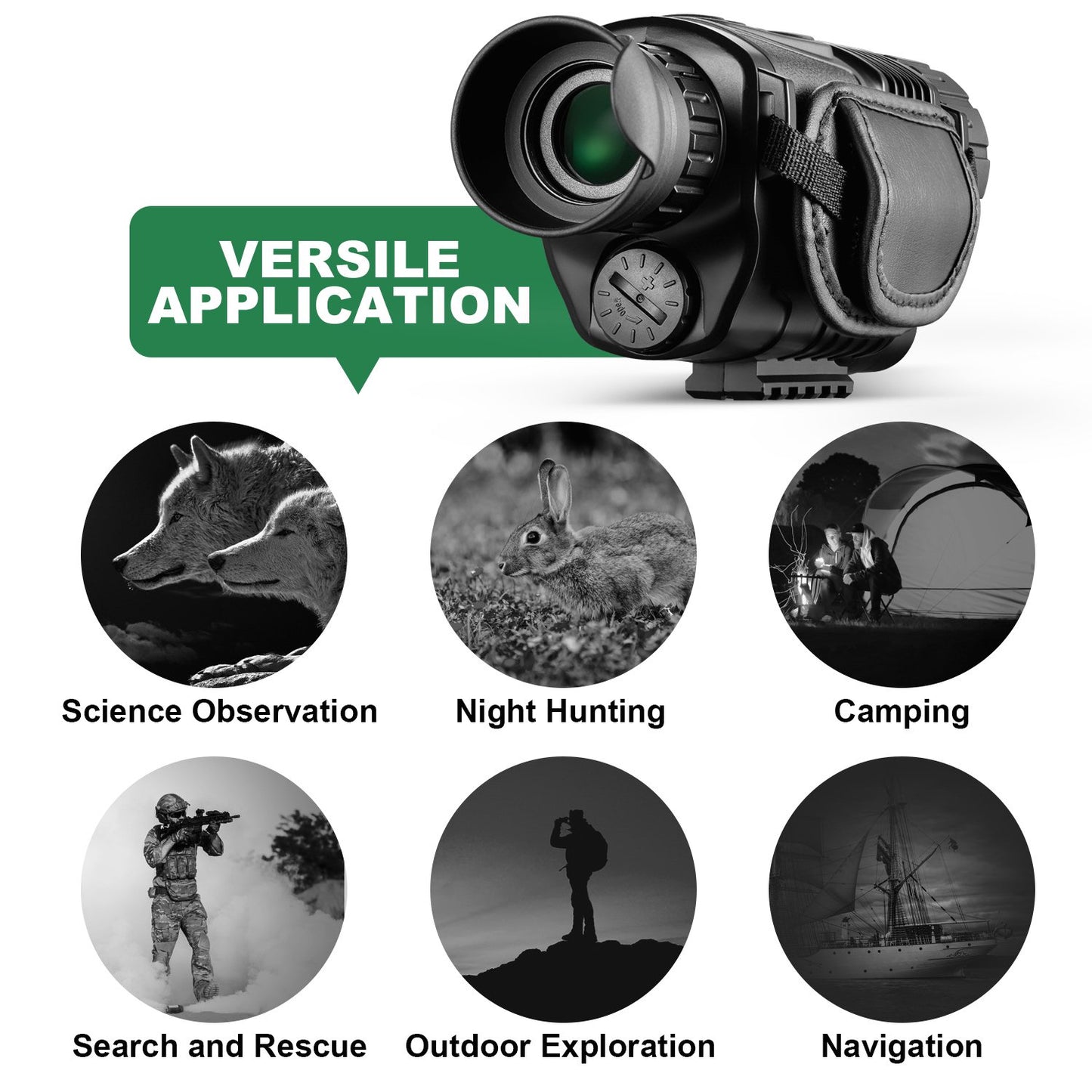BNISE Night Vision Monocular,8 X40 Digital Night Vision Infrared Monocular Night Vision Goggles with Take Photo/Video Record/Playback 8G TF Card