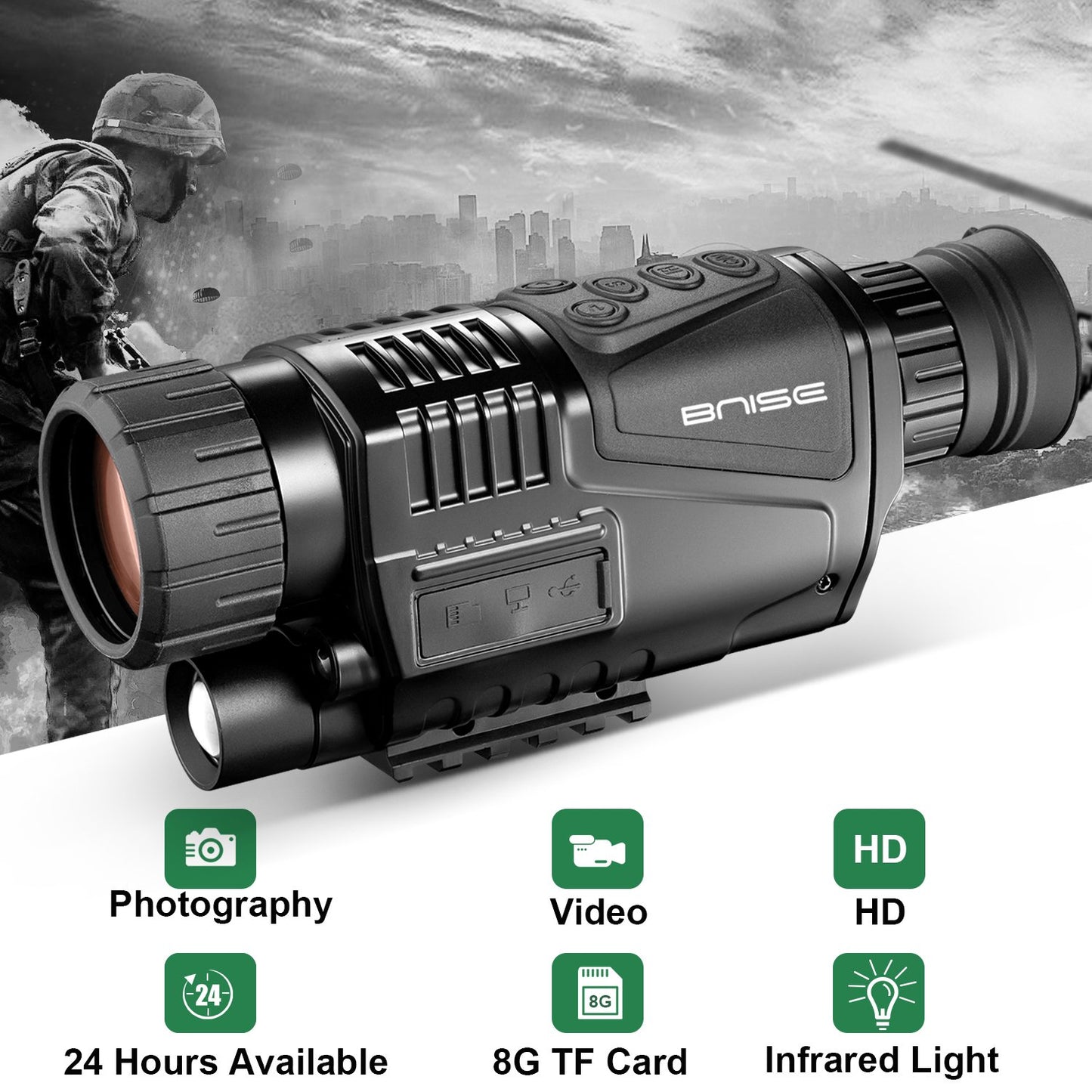 BNISE Night Vision Monocular,8 X40 Digital Night Vision Infrared Monocular Night Vision Goggles with Take Photo/Video Record/Playback 8G TF Card