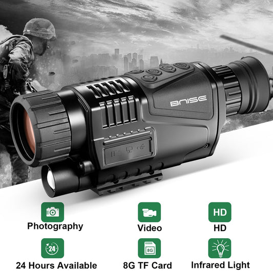 BNISE Night Vision Monocular,8 X40 Digital Night Vision Infrared Monocular Night Vision Goggles with Take Photo/Video Record/Playback 8G TF Card