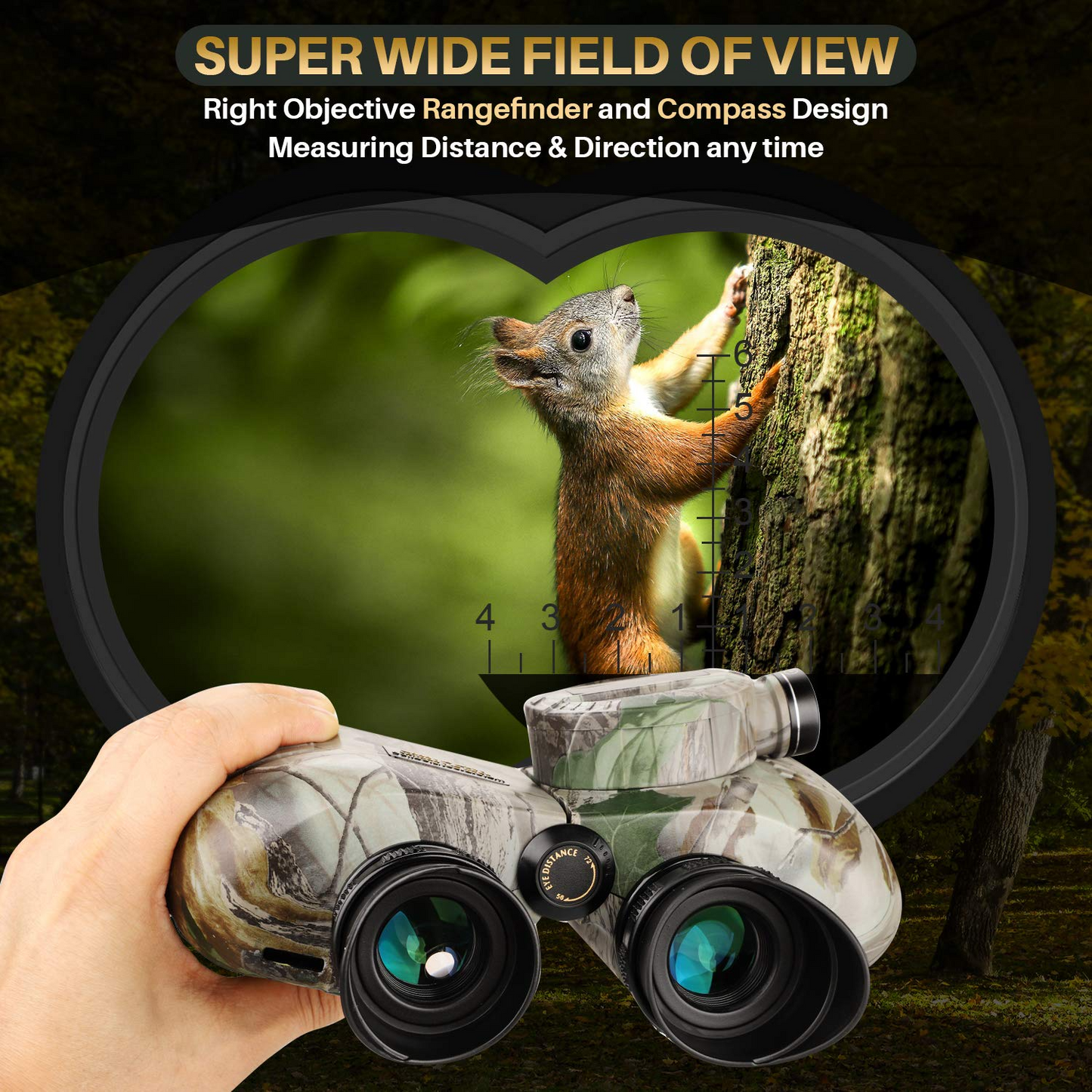 BNISE Marine Binoculars with Compass and Rangefinder for Adults - Waterproof 10x50 HD Binoculars BAK4 Prism FMC Lens, with Harness Strap for Navigation Hunting Bird Watching, Boating