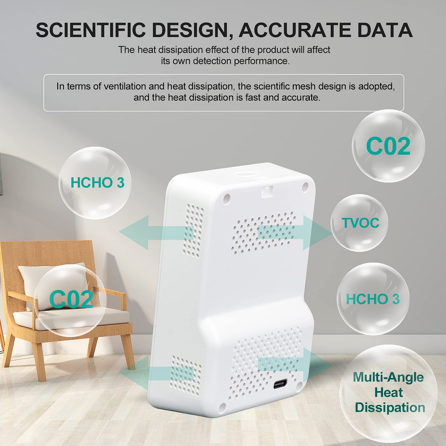 BNISE Co2 Detector Air Quality Monitor Indoor Carbon Dioxide Detector and Alarm Function Temperature & Relative Humidity Sensor Digital Pollution Tester for Wine Cellars Homes Office Car Grow Tents