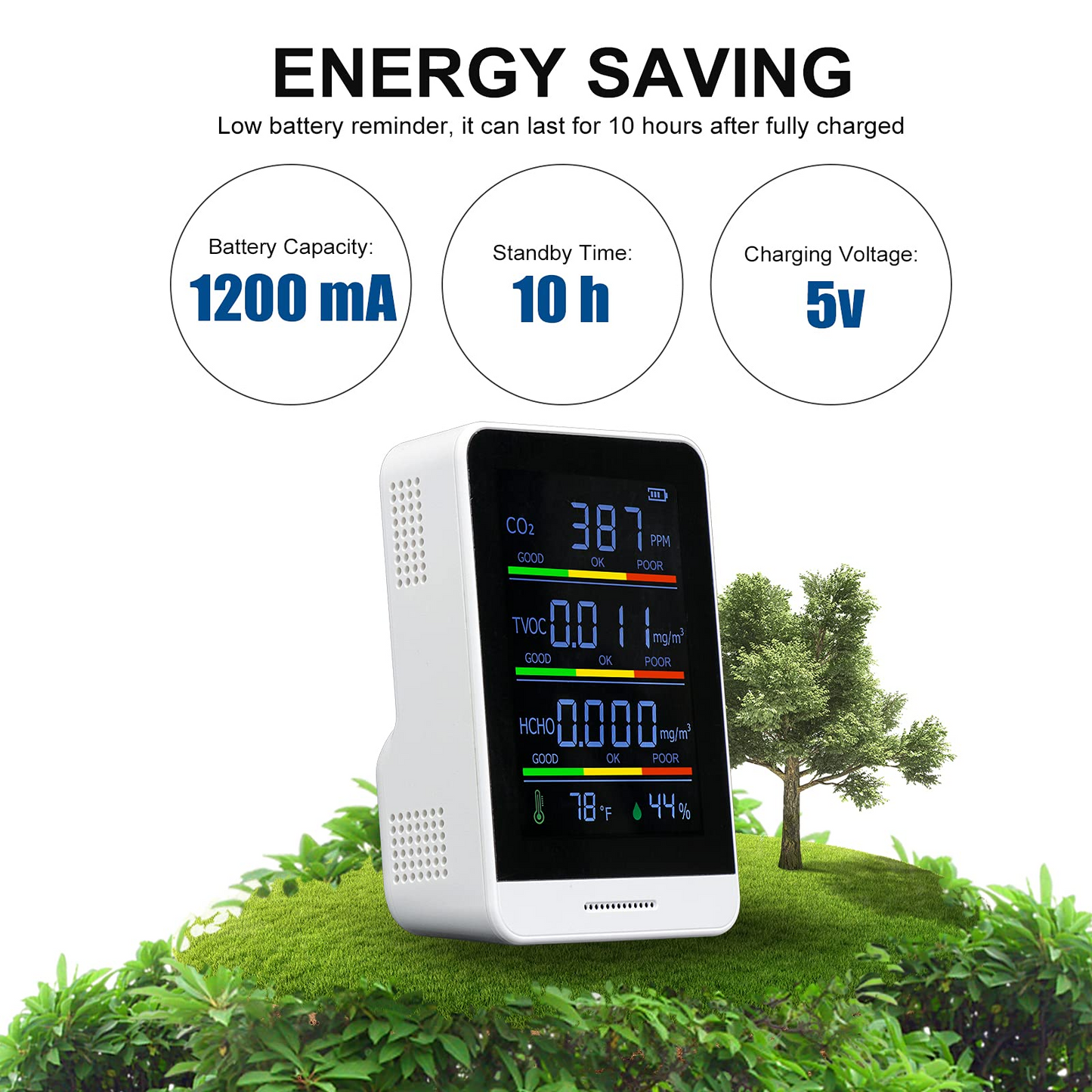 BNISE Co2 Detector Air Quality Monitor Indoor Carbon Dioxide Detector and Alarm Function Temperature & Relative Humidity Sensor Digital Pollution Tester for Wine Cellars Homes Office Car Grow Tents