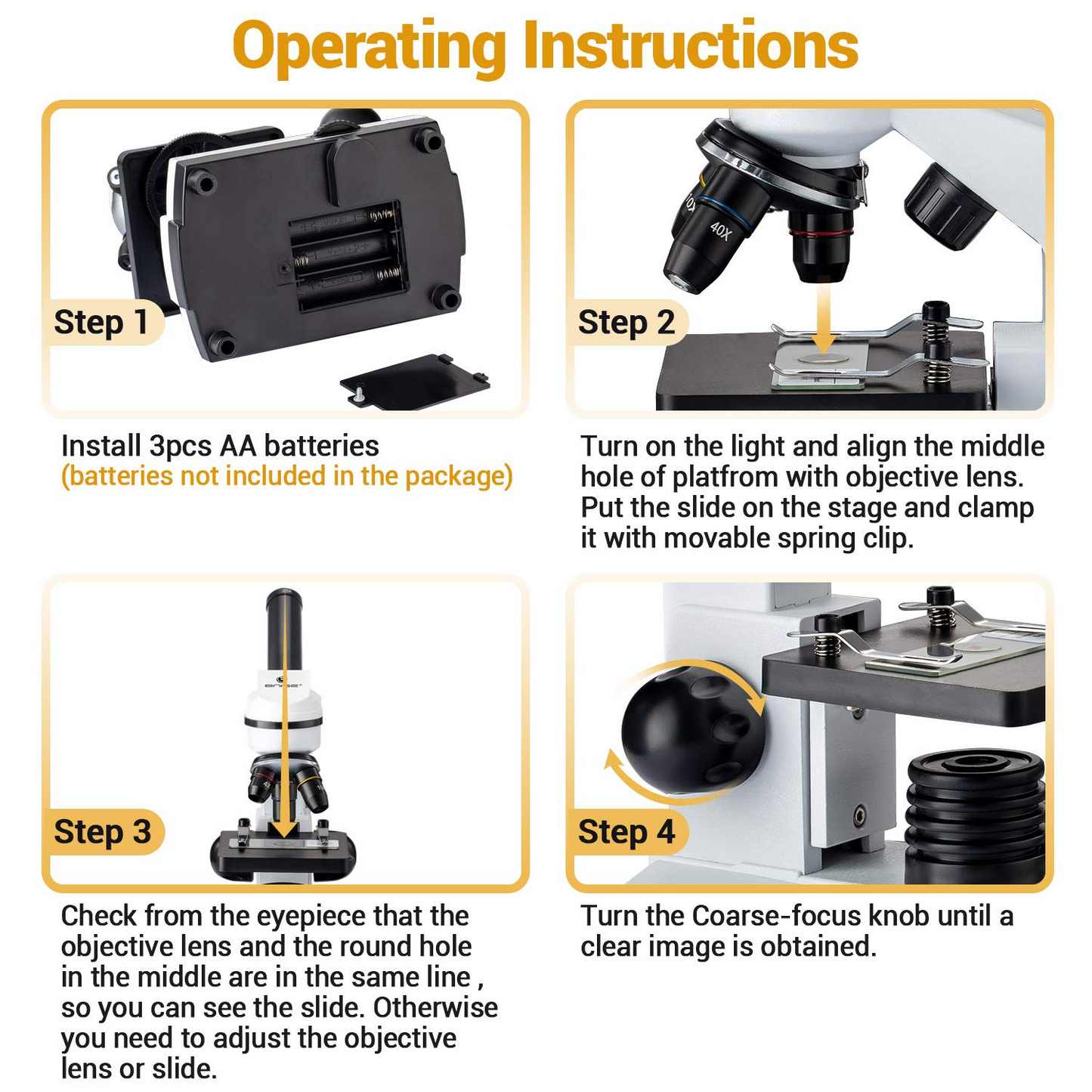 BNISE Microscope for Adults and Kids, 100X-1000X Magnification Lab Compound Monocular Microscopes with Illumination Dual LED, Biological Microscope with Microscope Accessories Set for Beginners