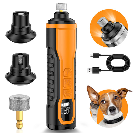 Dog Nail Grinder- Professional 5-Speed Electric Low Noise Pet Nail Trimmer Painless Paws Groomingfor Small Medium Large Dogs & Cats,Gray