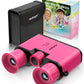 BNISE Kids Binoculars for Ages 6–12, Compact 8x21 Binoculars for Bird Watching and Outdoor Exploration, Small Binoculars with BAK4 Optics, Carry Bag & Neck Strap (Pink)