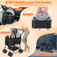 et Stroller with 4 Wheels, 3-in-1 Folding Dog Cat Stroller, Removable Travel Carrier for Small Medium Pet up to 55lb