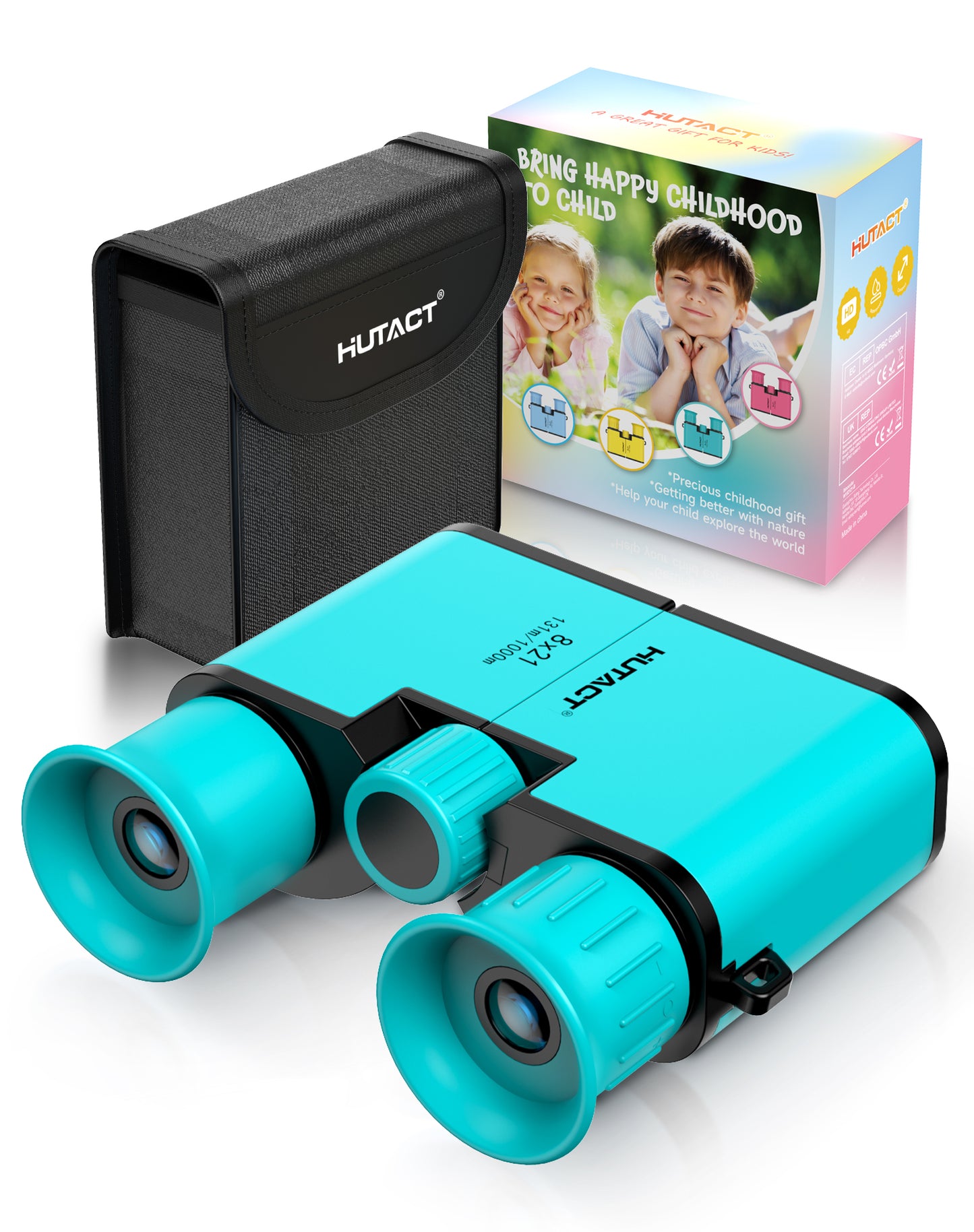 BNISE Kids Binoculars for Ages 6–12, Compact 8x21 Binoculars for Bird Watching and Outdoor Exploration, Small Binoculars with BAK4 Optics, Carry Bag & Neck Strap (Green)